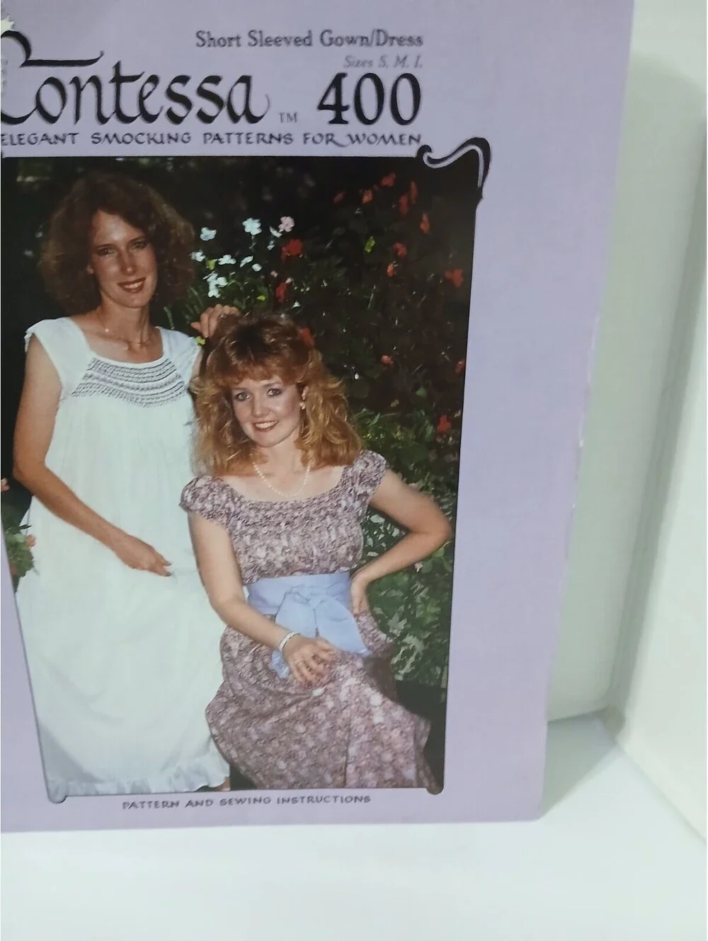 Vintage Contessa 400 Smocking Pattern Women Short Sleeved Gown Dress S M L Uncut
